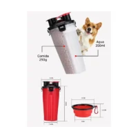 Combo - Contenedor Portable 2 En 1 Agua Y Comida + 1 Plato Plegable