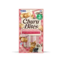 INABA Cat Snack Churu Bites - Bocados con Pollo y Relleno de Atún y Salmón