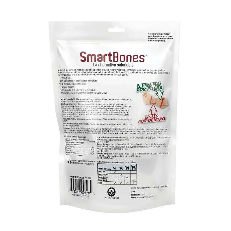 SmartBones Hueso Mini Pollo 8 unidades 2 Smartbones-Pollo-Mini-8-unidades reves