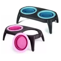 Comedero Alto Doble en Silicona – Ergonómico y Antideslizante para Perros y Gatos