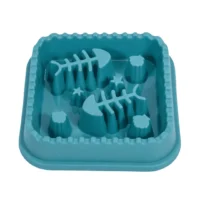 Comedero Antirreflujo Diseño Pescado Cuadrado - Alimentación Lenta y Saludable