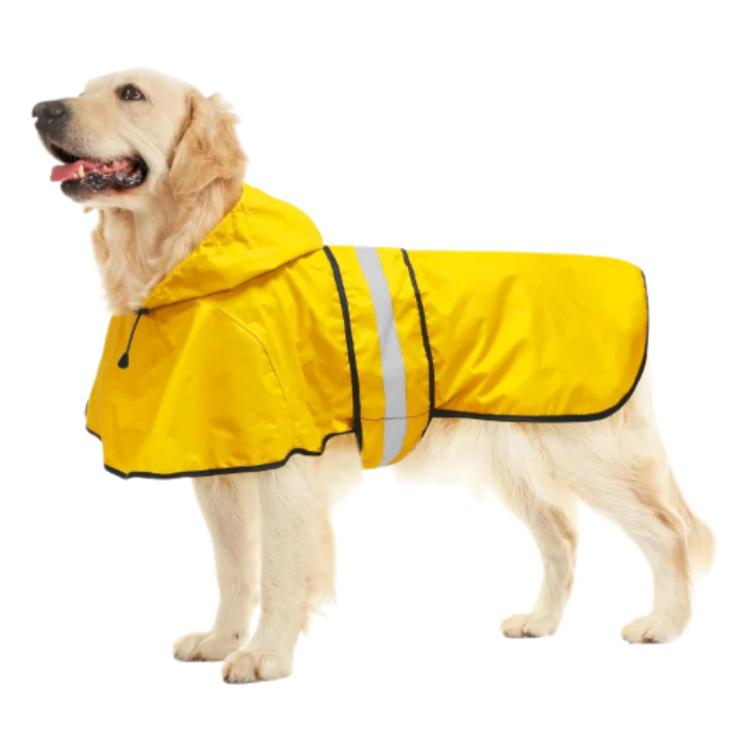 Chaqueta Impermeable con Capucha para Perros grandes – Reflectiva, Ajustable y Antilluvia