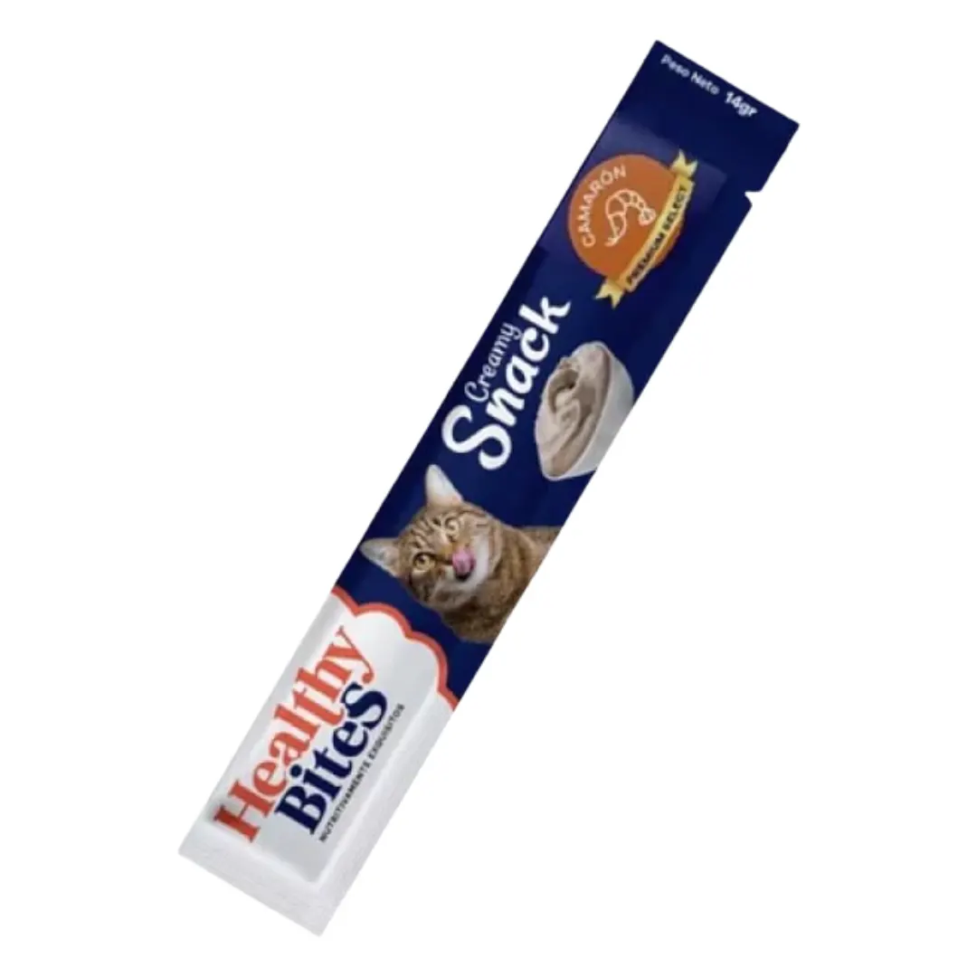 Healthy Bites Creamy Snack para Gatos – Individual Camarón