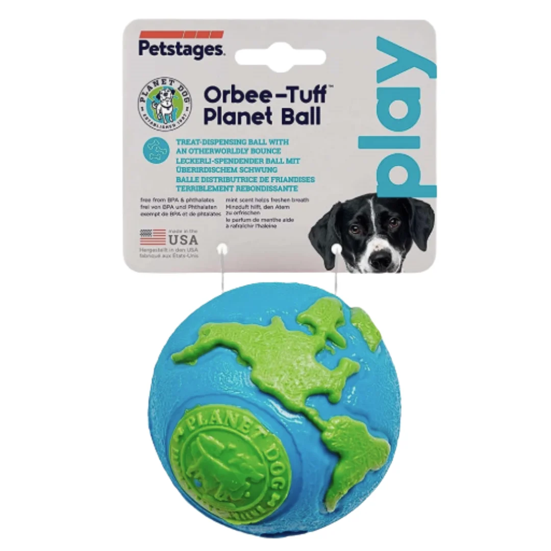 Petstages Planet Ball - Pelota Interactiva Resistente con Dispensador de Snacks
