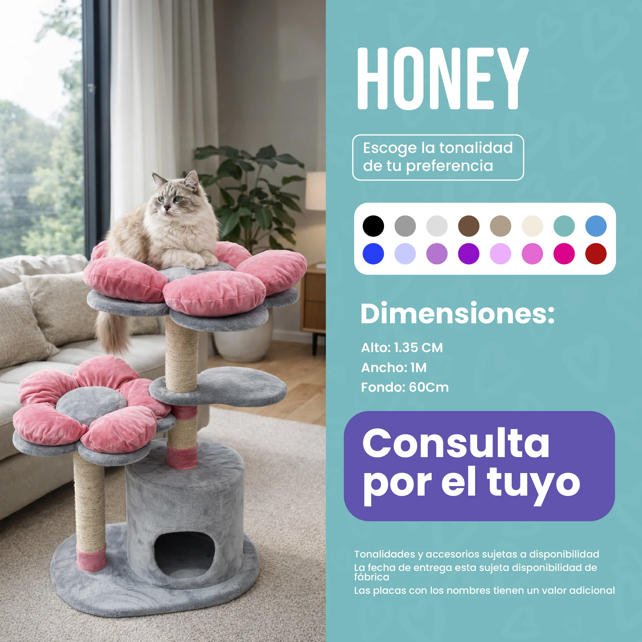 Rascador Honey para Gatos  — Dulce Diseño, Compacto y cómodo
