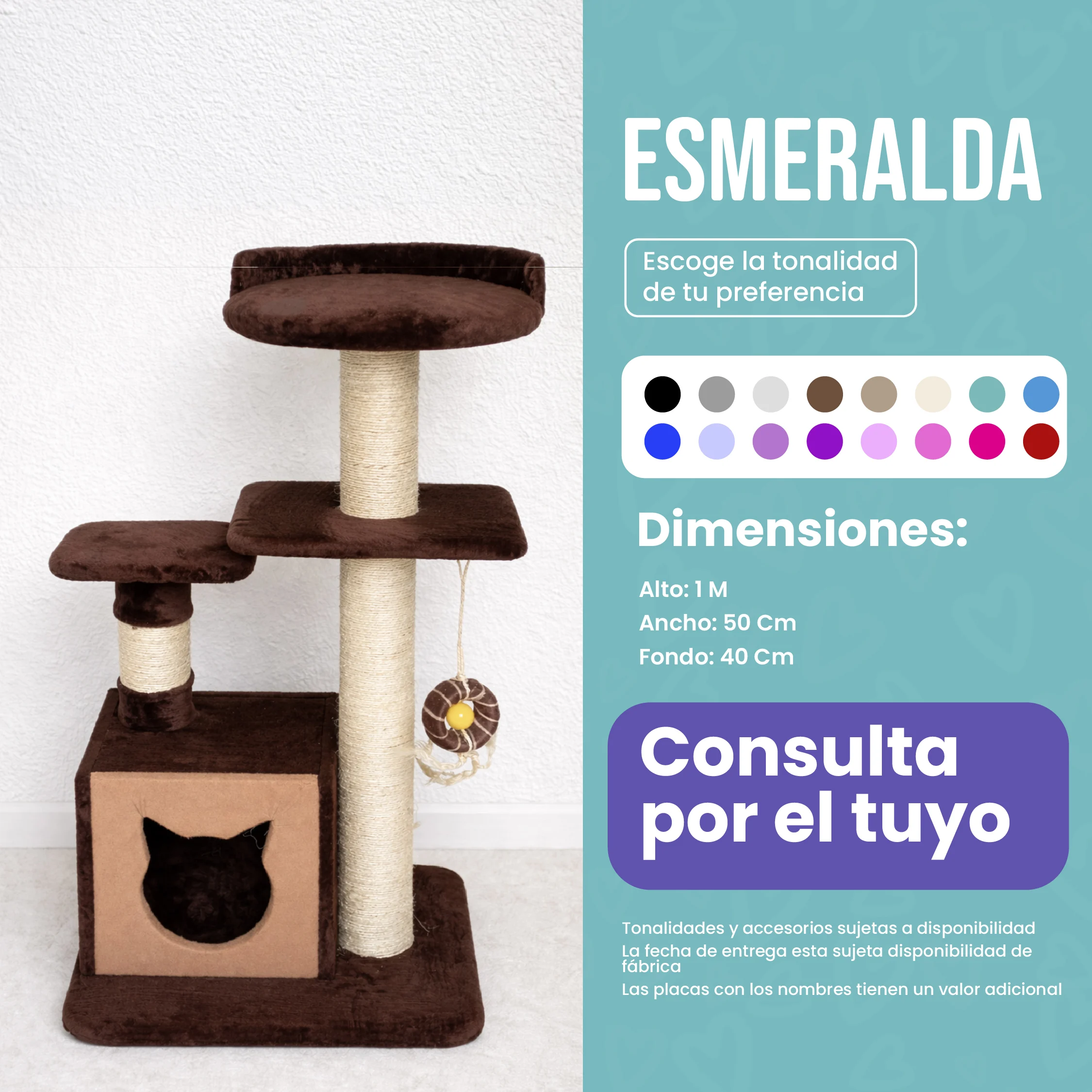 Rascador Esmeralda para Gatos  — Compacto, Elegante y Multifuncional