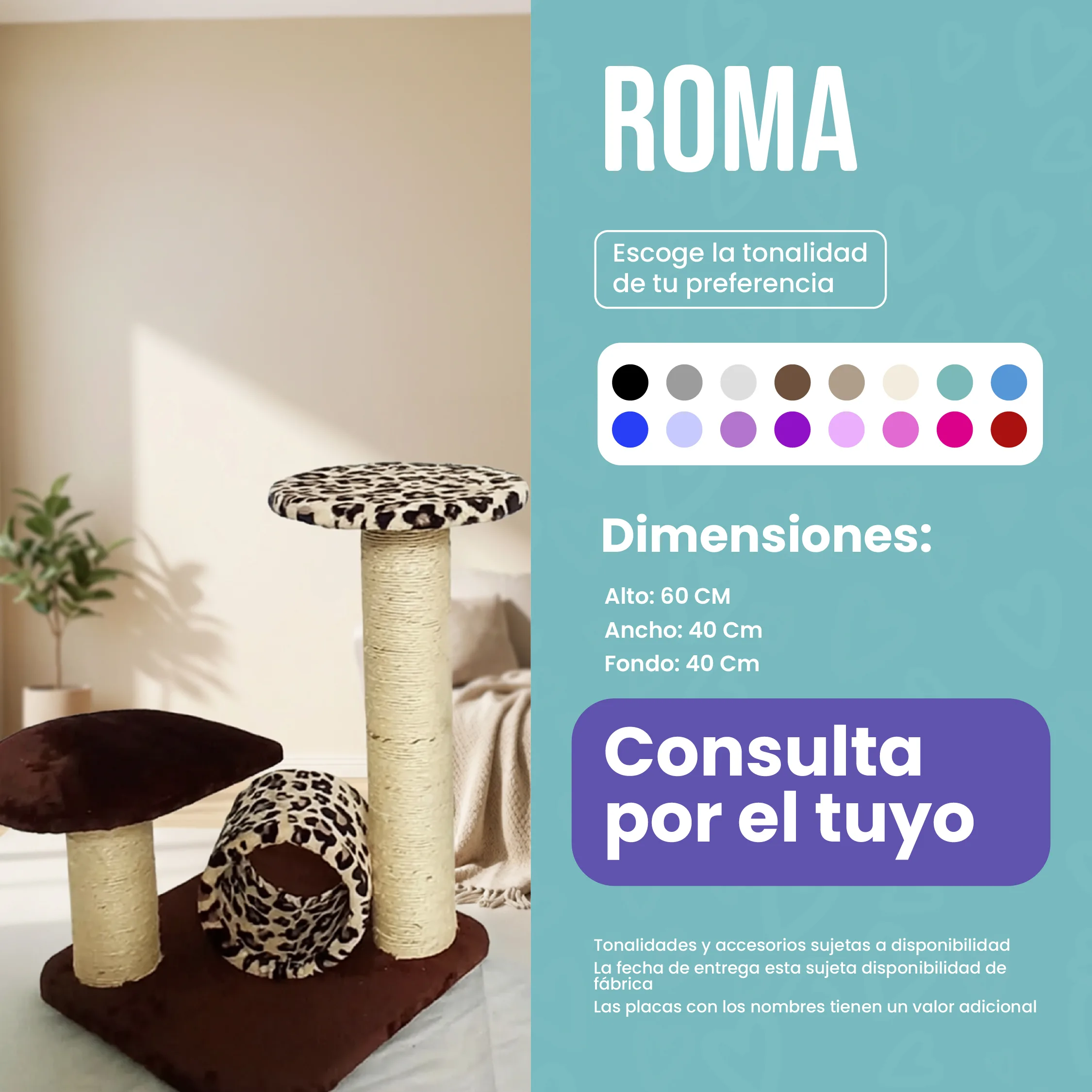 Rascador Roma para Gatos  — Compacto, Divertido y con Estilo