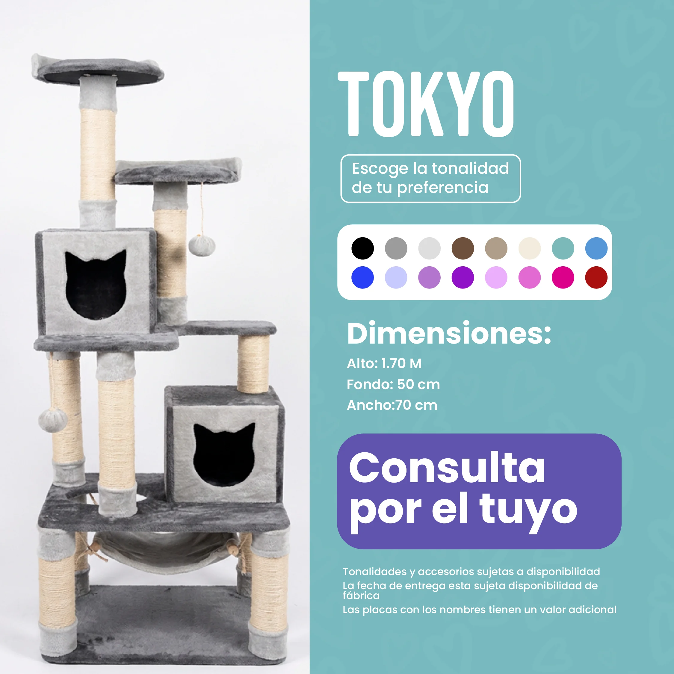 Rascador Tokyo para Gatos  — Diversión, Altura y Confort en un Solo Lugar