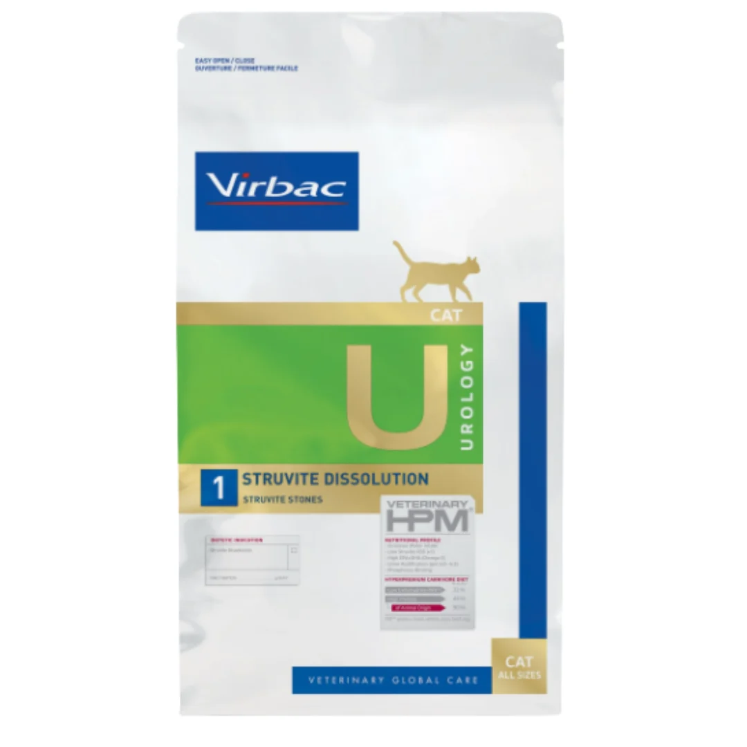 Alimento Virbac HPM Urology U1 para gatos 1,5 kg— Apoyo contra Cálculos