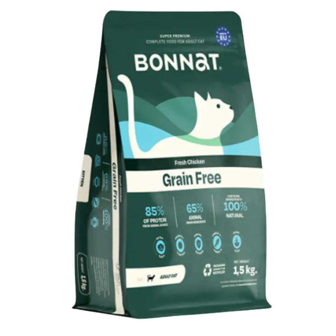 Alimento Gatos Bonnat Grain Free Adult 1.5 kg— Nutrición Natural Sin Granos