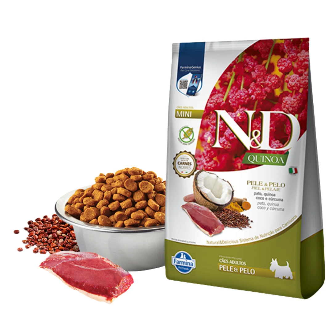 N&D Quinoa Canine Adult Mini Piel y Pelaje Pato 2,5 kg— Cuidado Nutricional para Piel Sensible 1 N&D Quinoa Canine Adult Mini Piel y Pelaje Pato 2,5 kg— Cuidado Nutricional para Piel Sensible